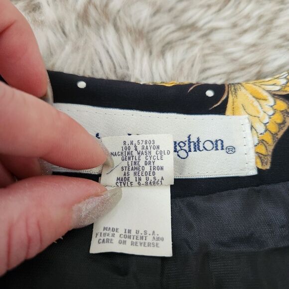 Norton McNaughton Vintage Butterfly Print Suit Vest Black and Yellow Size 12 - Picture 6 of 10